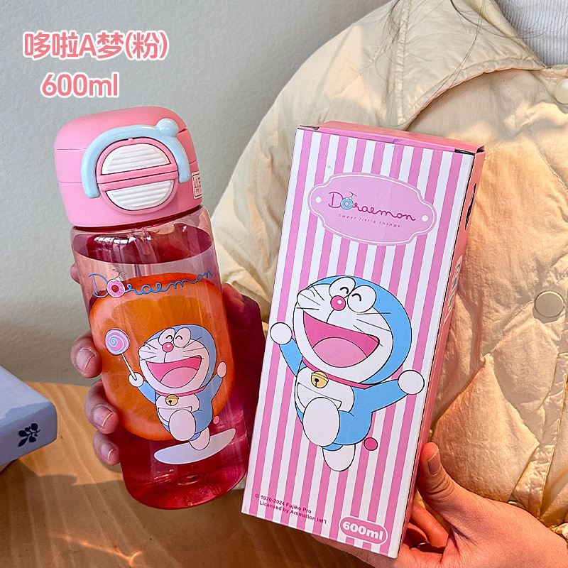 Taza de paja de plástico Doraemon de dibujos animados