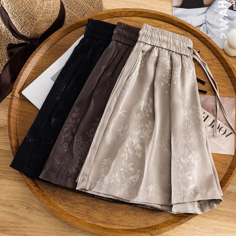 New Style Chinese-Style Wide-Leg Shorts for Women, Summer Thin High-Waisted Plus-Size Loose Casual Versatile Slimming Straight-Leg Pants for Women New Style Chinese-Style Wide-Leg Shorts for Women, Summer Thin High-Waisted Plus-Size Loose Casual Versatile Slimming Straight-Leg Pants for Women