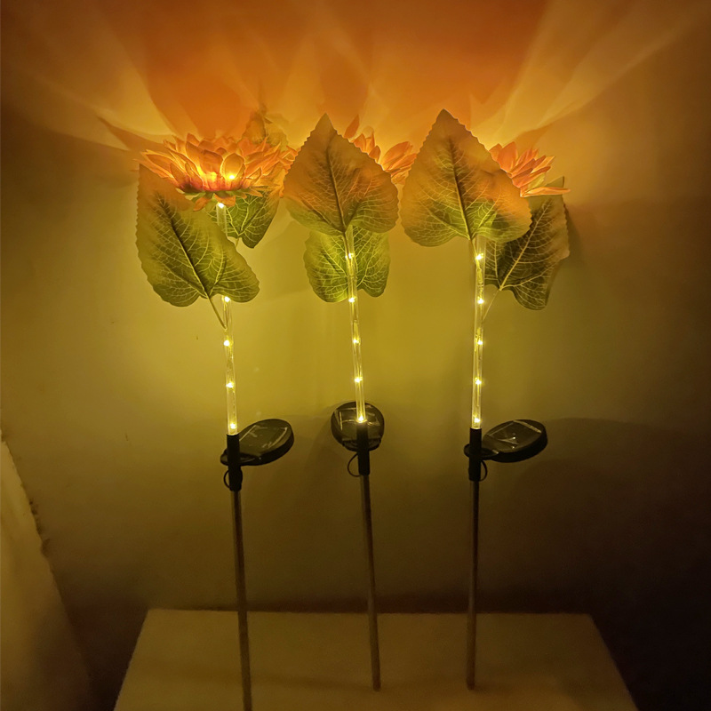 Solar girasol lámpara al aire libre patio Villa balcón jardín simulación girasol decoración tierra enchufe césped luz de la noche