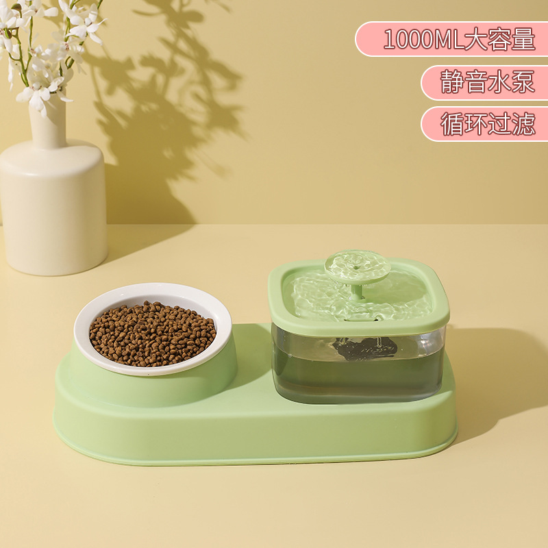 Gato dispensador automático de agua integrado gato tazón húmedo y seco separación de alimentos gato tazón dispensador de agua de acero inoxidable equipo de alimentación de mascotas