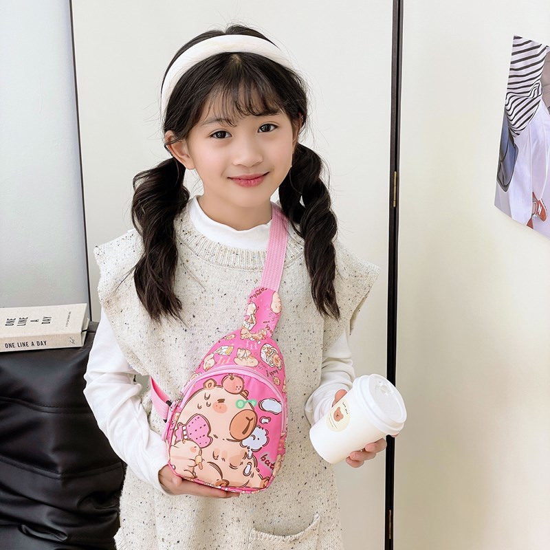 Bolsos de pecho de dibujos animados japoneses para niños y niñas, impresión extranjera de Kapibara, bolsos de mochila para bebés, nuevos bolsos mini para niños