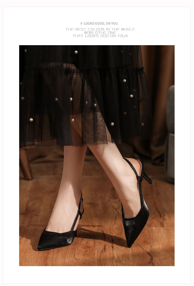 7755C Satin Front Closure Back Open Strap Sandals Thin Heel High Heels Professional Shoes Commuting Elegant Versatile_voghion.com