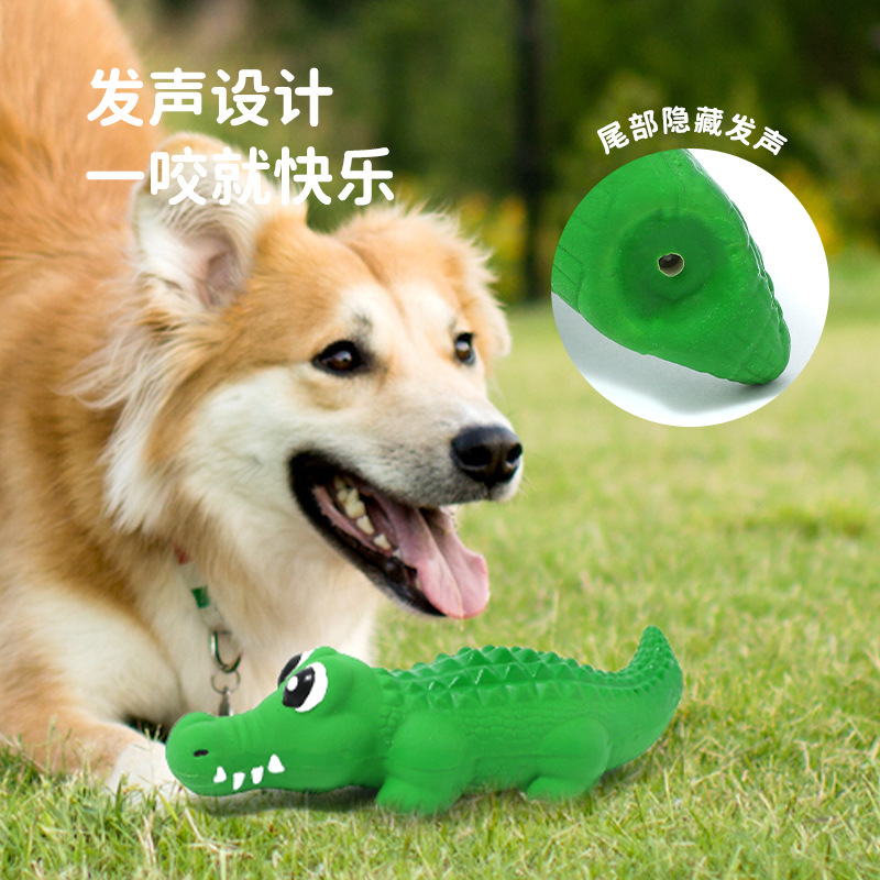 Juguetes de látex para mascotas transfronterizas látex sonido cocodrilo ventilación para aliviar el aburrimiento simulación cocodrilo perro juguetes suministros al por mayor