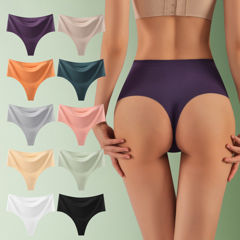 European and American cross-border seamless one-piece high-waisted women's thong, invisible, sexy, breathable, ice silk, tummy control panties for girls European and American cross-border seamless one-piece high-waisted women's thong, invisible, sexy, breathable, ice silk, tummy control panties for girls
