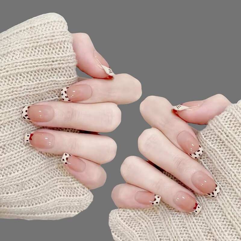 Yuanxi Pure Handmade Autumn and Winter New Style Sweet and Cool Leopard Print Wearable Nails with a High-End Feel and Elegant Mid-Length Nail Pieces Yuanxi Pure Handmade Autumn and Winter New Style Sweet and Cool Leopard Print Wearable Nails with a High-End Feel and Elegant Mid-Length Nail Pieces