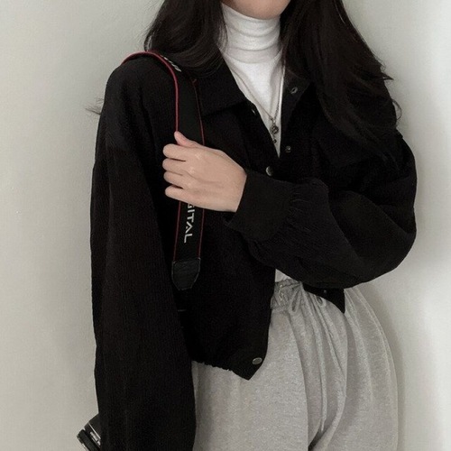 Women's Loose Fleece Vest with Drawstring, Short-Sleeve Collared Shirt Top in Korean Chic Retro Minimalist Style
