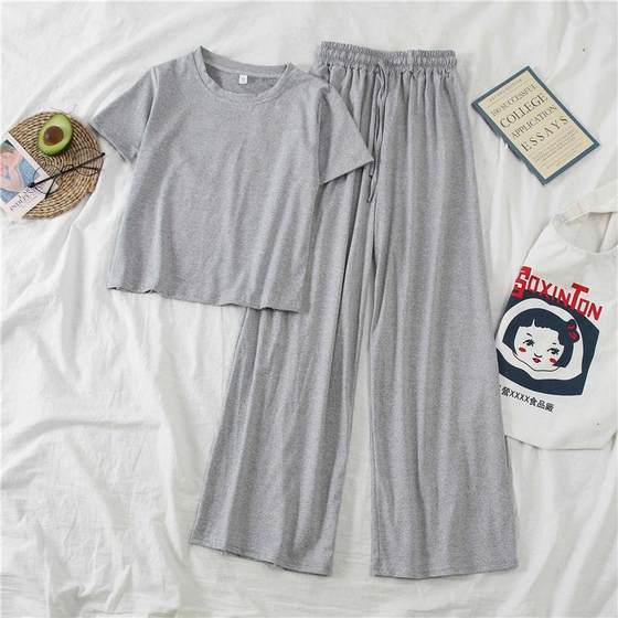 Summer 2023 New Korean Style Stylisch Tall suit Women's Short-sleeved Wide-leg Pants Casual Two-piece Trendy