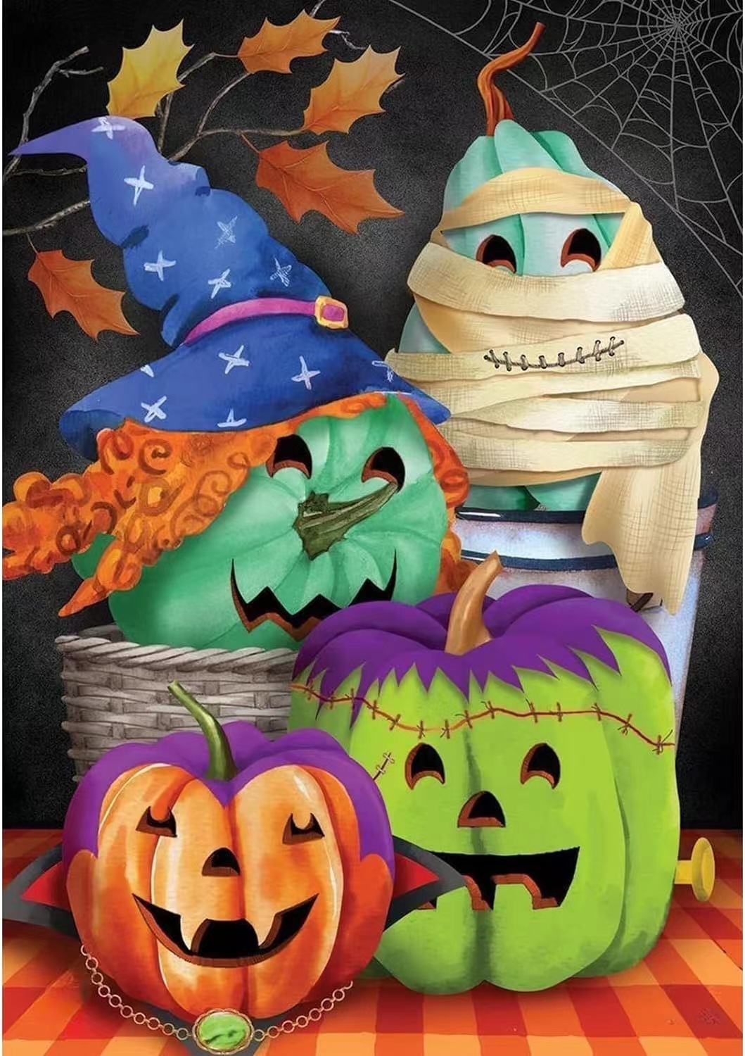 Amazon nueva pintura de diamantes 5D Halloween fantasma calabaza búho lleno de pintura de diamantes diy pintura de decoración para el hogar