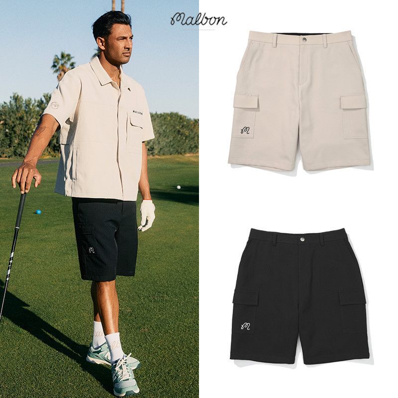 2025 Summer Malbon Korean Golf Clothing Shorts Men's Outdoor Sports Quick-Drying Lightweight Plaid Straight-Leg Pants