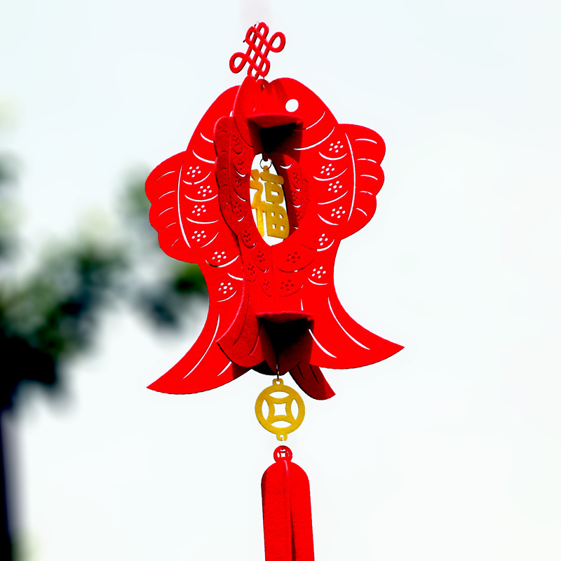 魚挂件燈籠批發新年花燈diy春節裝飾無紡布燈籠挂飾宮燈廠家直銷