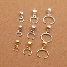 S925纯银路路通扣头左右横孔对夹扣牛鼻扣佛公翡翠玉坠圆珠吊坠扣