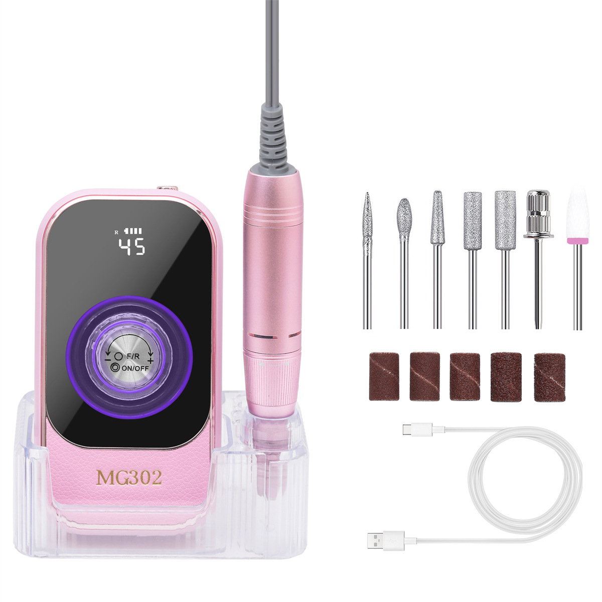 Lijadora de uñas de almacenamiento eléctrico especial transfronteriza 45000 rpm removedor de uñas eléctrico portátil con base