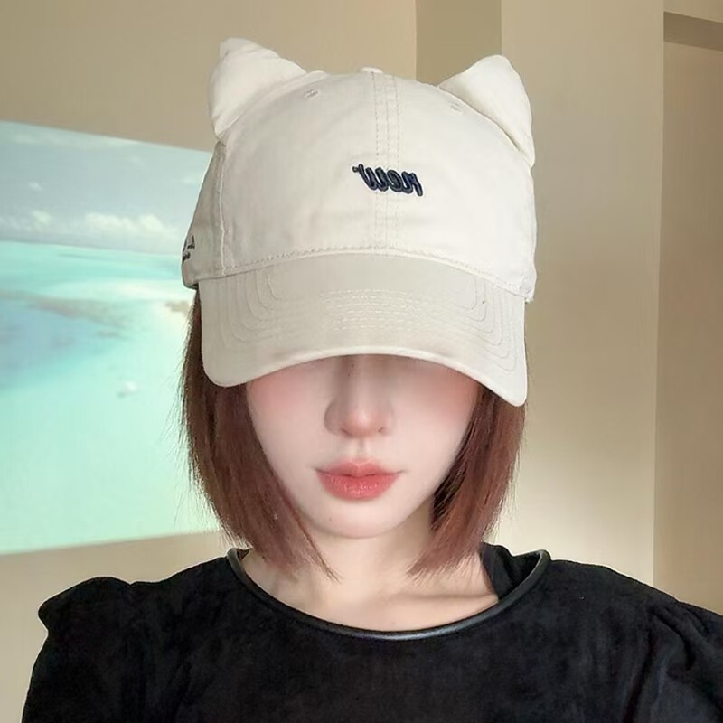 可爱搞怪小猫耳朵棒球帽子女韩版气质甜美鸭舌帽显脸小情侣遮阳帽|undefined