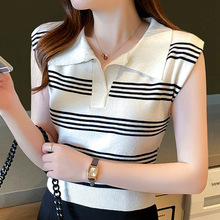 批发吊带背女内搭打底衫polo领针织衫毛衣翻领无袖上衣外穿冰爽丝