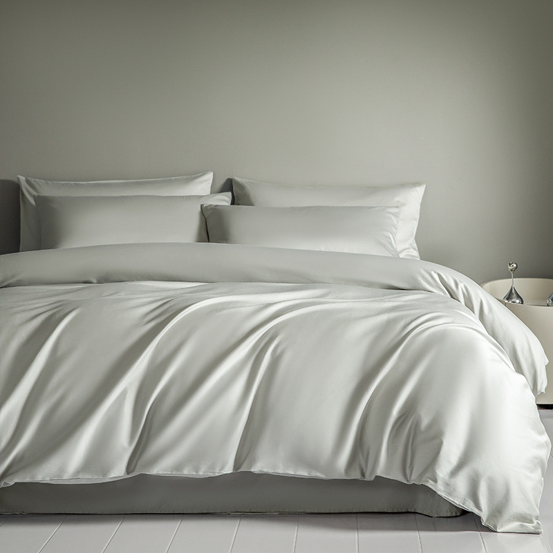 100 traje de cama de satén de algodón de fibra larga de cuatro piezas de algodón puro 2025 nuevo traje de tres piezas de funda de edredón de sábana de lujo ligero 4