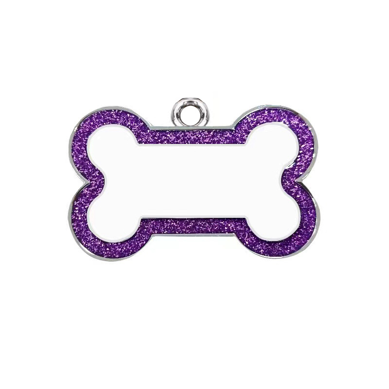 Aleación de zinc perro anti-perdida hueso transfronterizo borde polvo flash pet collar colgante etiqueta colgante grabación láser