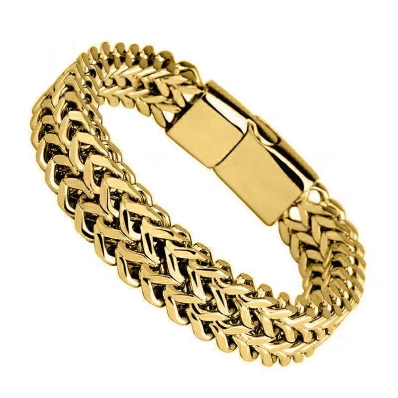 Cross-Border Hip-Hop Stainless Steel Double-Sided Men's Bracelet, Simple and Bold Punk-Style Jewelry Bracelet for Men