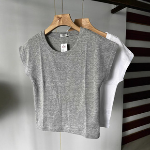 2025 Summer White Tank Top for Women, Plus Size, Small Girls' Summer Outerwear, Student Tops Wholesale, Slimming, High Elasticity, Ribbed