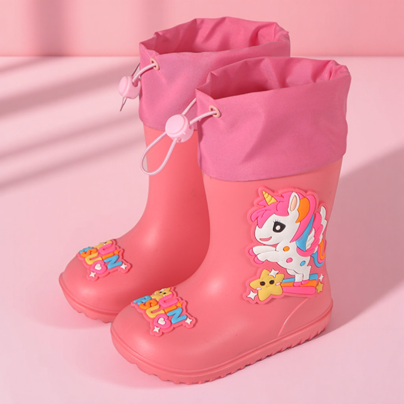 Rain Boots for Kidsren 6-12 Years Old, Lightweight, Non-Slip, Waterproof Rain Boots for Girls, Baby Kidsren's Rubber Shoes, Overshoes, New Style for Kidsren