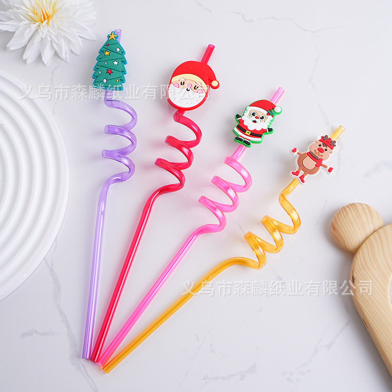 Transfronterizo Amazon dibujos animados forma paja creativa fiesta de cumpleaños decoración espiral curvado arte paja al por mayor