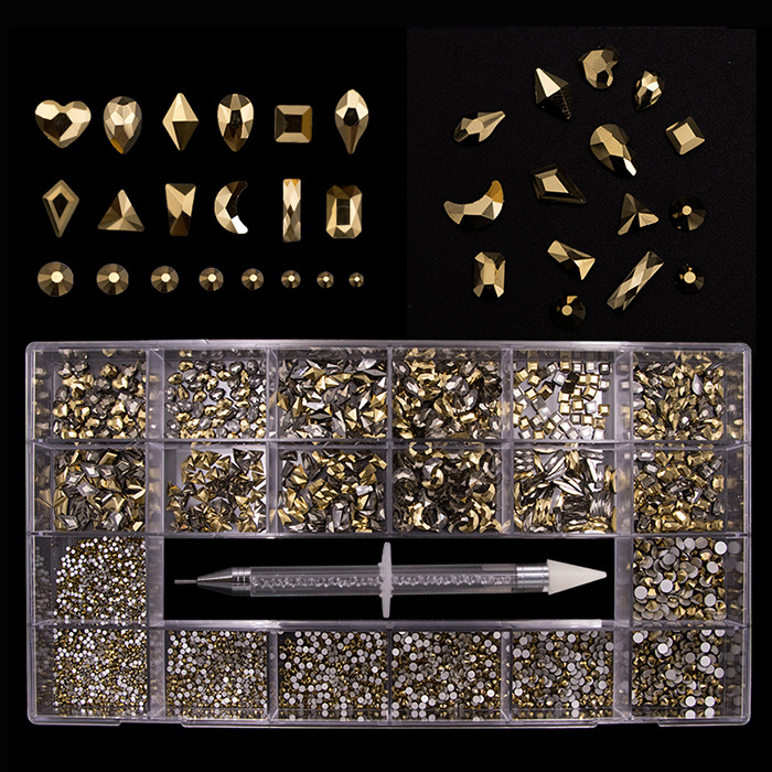 Comercio exterior transfronterizo 21 rejilla de uñas taladro especial en forma de diamante Amazon traje de uñas DIY joyería de uñas taladro de uñas