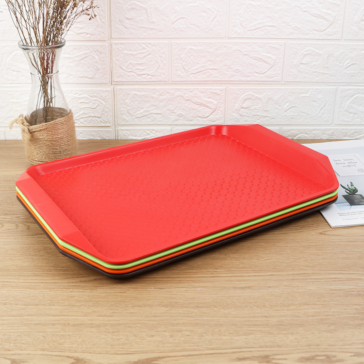 Plastic Rectangular Fast Food Tray, Canteen Hotel Food Tray, Commercial Restaurant Round Non-Slip Tray