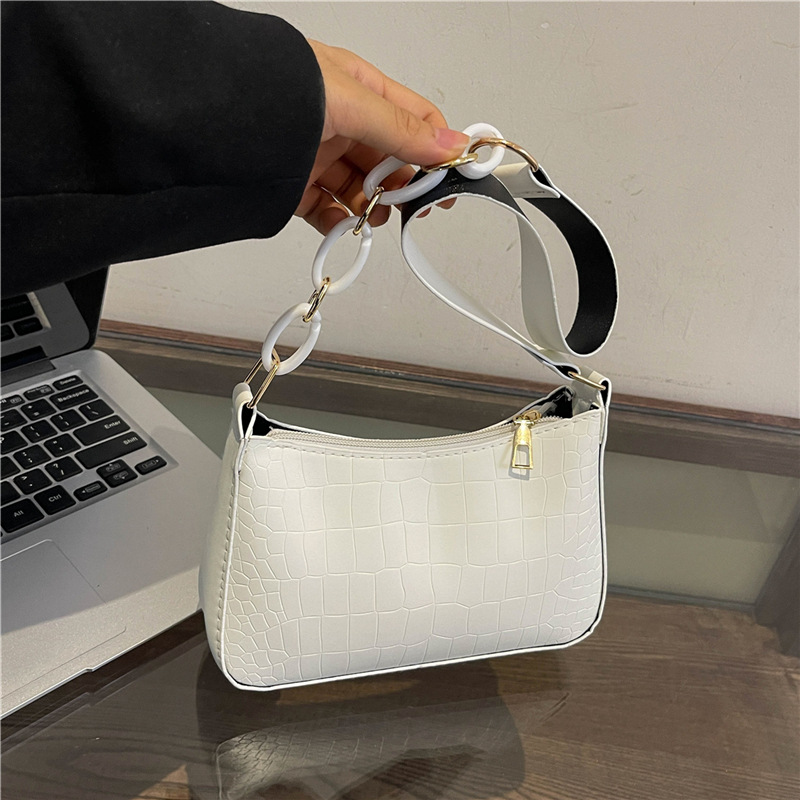 Nicho francés cocodrilo bolso de mujer bolso debajo de la axila 2024 verano nuevo estilo de alta calidad cadena de textura bolso de hombro universal