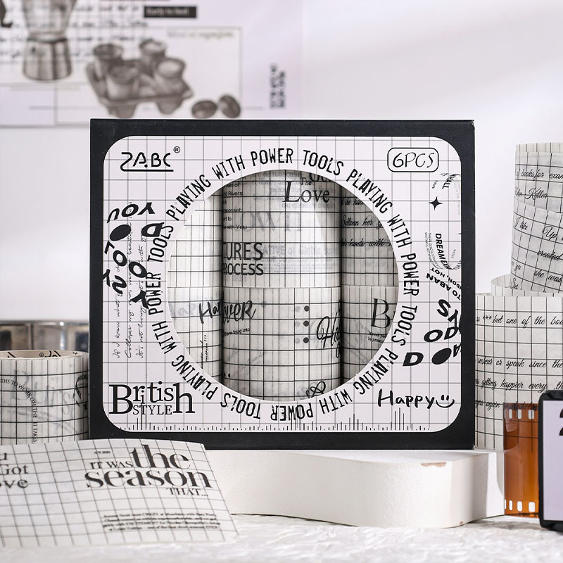 Conjunto de cinta adhesiva de papel de tono británico DIY mano de cuenta de paisaje cinta adhesiva transfronteriza retrógrada inglesa y cinta adhesiva de papel