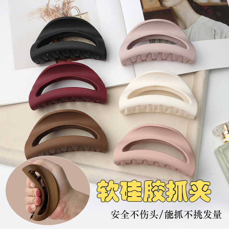Silicone Hair Clip with a High-End Feel, Windbreaker-Style Design for Updos, Solid Color Shark Hair Clip, Simple and Non-Pulling Ponytail Clip