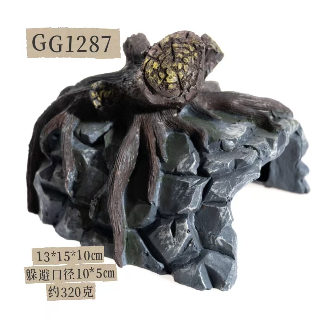 Mascota trepadora, tortuga, terraza trepadora, araña, hámster, lagarto, guardián, serpiente, refugio, decoración de resina, decoración, descanso, decoración, alimentación