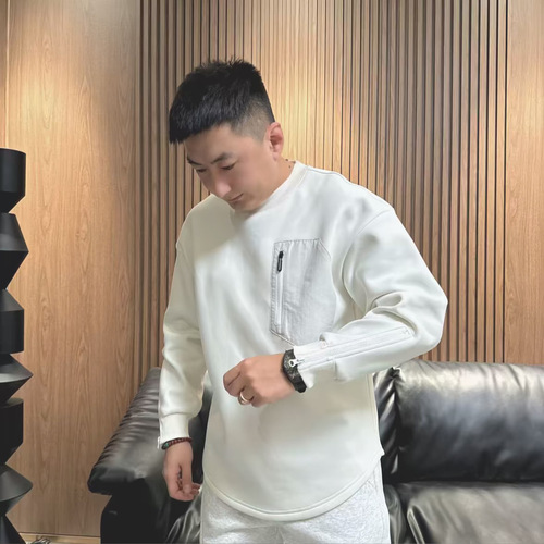 Men's High-End Trendy Crew Neck Sweatshirt - Autumn/Winter Fashion, Pure Color, Loose and Versatile Long-Sleeve Sweatshirt