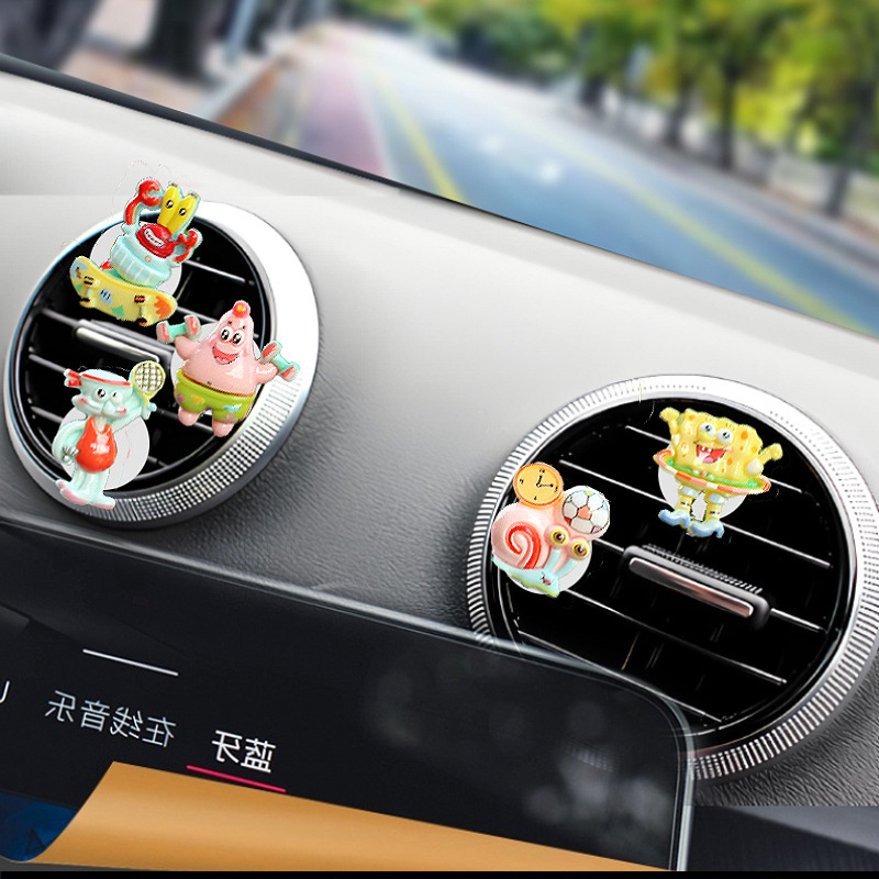 Nueva creatividad SpongeBob accesorios de automóviles dibujos animados consola central de aire acondicionado accesorios de salida de aire