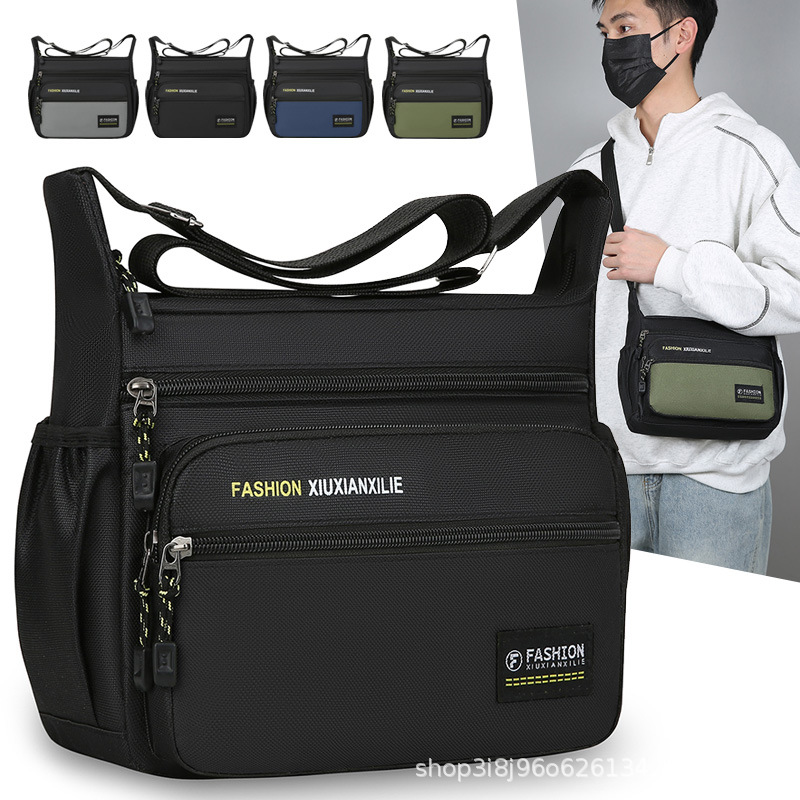 New Men's Crossbody Bag, Trendy Bag, Oxford Cloth, Large Capacity, Water-Repellent, High-End Shoulder Bag for Commuting and Travel
