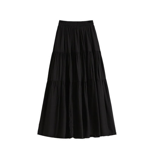 Stylish and Versatile Spring New Season Large Size Women's A-Line Maxi Skirt for Plus Size, High-Waisted Slimming Skirt