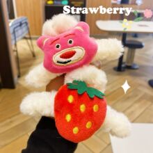 双面草莓熊毛绒抓夹毛毛草莓抓夹大号后脑勺发夹可爱鲨鱼夹子饰品