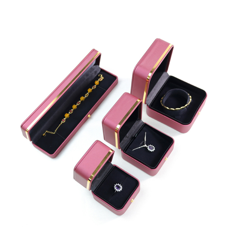 Puジュエリーボックス金辺丸みリングボックスペンダントブレスレットボックスチェーンボックスジュエリーショップファッションアクセサリーボックス|undefined