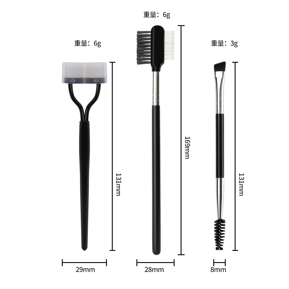 goods in stock stainless steel eyelash Needle Comb Brush Double mascara brush Eyelash aid Three-piece Suite Beauty tool