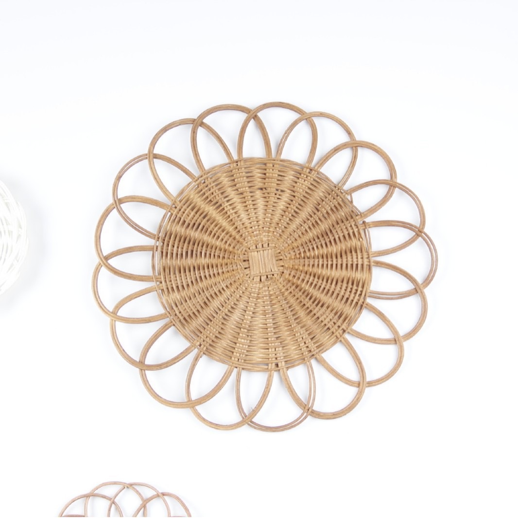 Amazon Homestay Decoración de pared Adornos Fábrica de tejido de paja Pared simple Pared redonda Hierba de ratán Sala de estar Colgante de decoración de pared