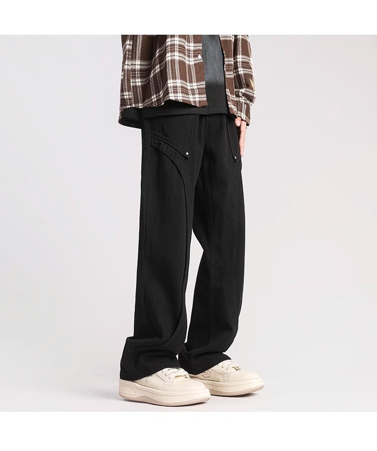 Men's Slim Fit Workwear Jeans High Street Style Trendy Casual Trousers Versatile Denim Pants_mkmklike.com