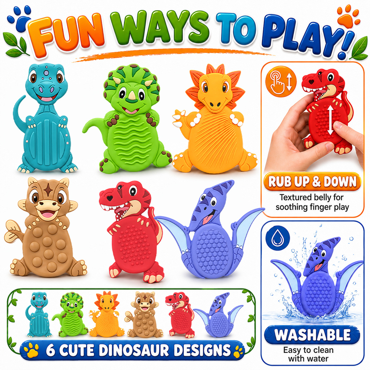 Nuevo producto transfronterizo dinosaurio de silicona juguetes de descompresión de los sentidos de los niños Piedra para aliviar la ansiedad de los niños pellizco pellizco