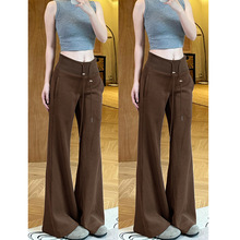 孕妇裤喇叭运动裤2025春秋季新款螺纹拼接显瘦修身垂感微喇卫裤子