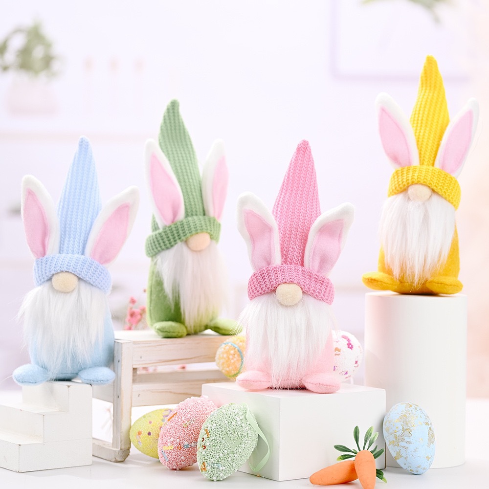 Transfronterizos nuevos artículos de decoración de Pascua primavera muñeca de conejo de Pascua muñeca sin cara enano de pie muñeca