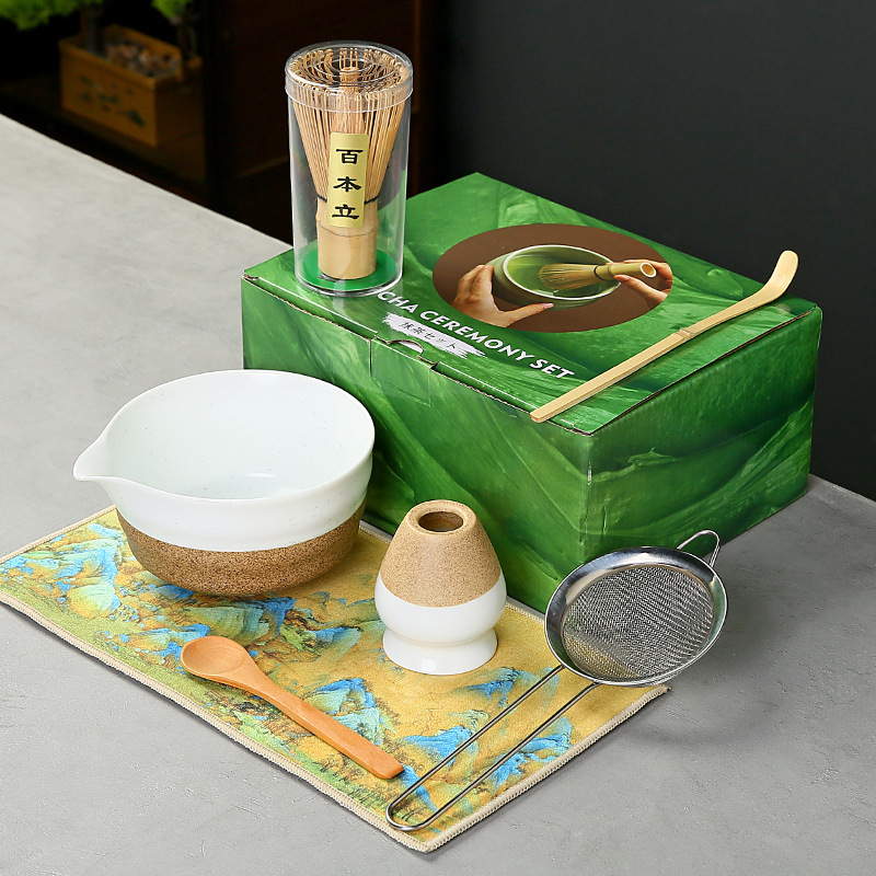 抹茶茶碗日本式抹茶宋代点茶道具陶磁器茶碗カップミキサー抹茶ブラシ茶コップセット|undefined