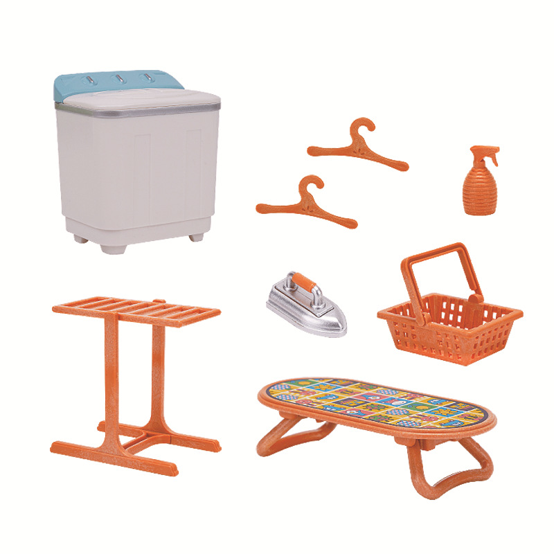 1:12 인형 집 미니 가구 세탁기 옷 옷걸이 소형 모델 장면 놀이 집 장난감
