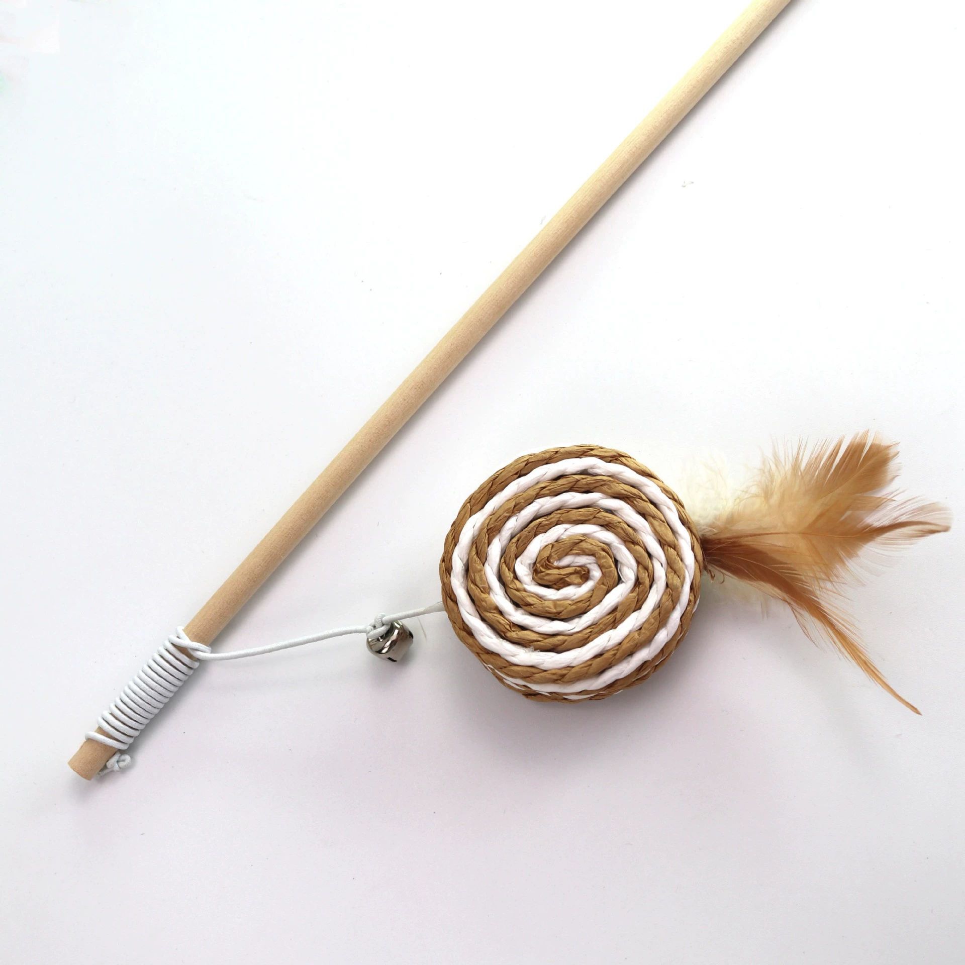 Fabricante spot ratón de lino palo de gato divertido poste de madera con campana auto-alivio gato juguetes suministros para mascotas