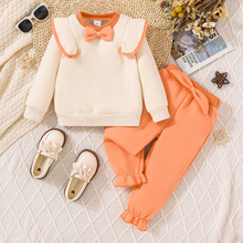 欧美秋冬季女童新款女宝宝洋气长袖休闲时尚小童套装一件代发