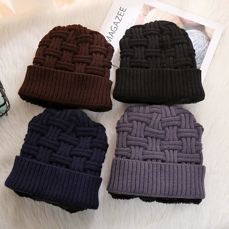 Осенняя и зимняя бархатная толстая вязаная шапка простая наружная дорожная шляпа холодная шапка защита уха ветреная шерстяная шапка оптовая продажа