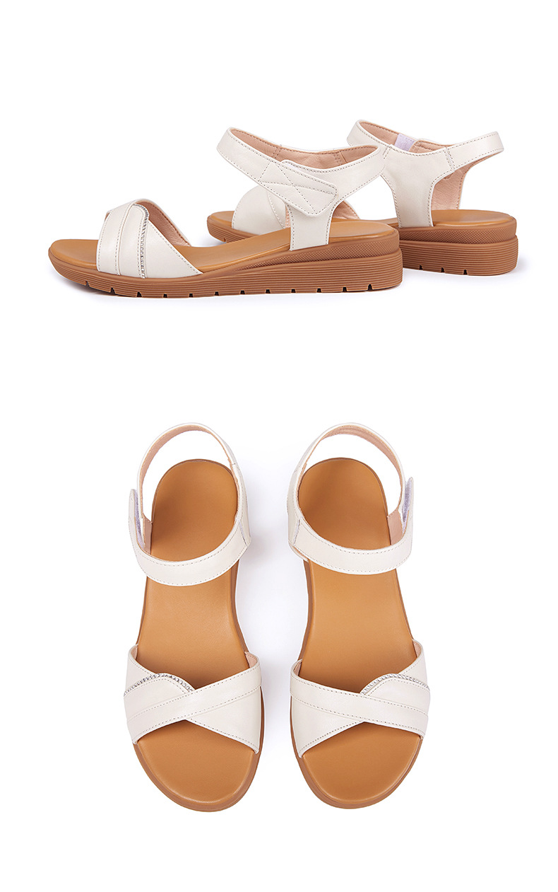 Dép sandal nữ đế bệt mềm, quai da, thoải mái cho người trung niên và cao tuổi — Đỏ rượu chi tiết 30
