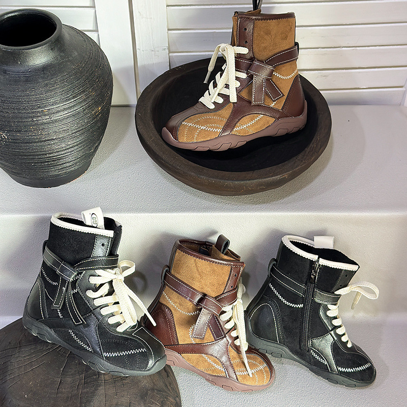Children's Mid-Calf Boots, Winter Velvet Girls' Knight Boots, Boys' Boxing Motorcycle Boots, Medium and Large Kidsren's Cotton Short Boots