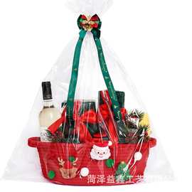圣诞节礼物篮棉绳编织收纳筐新年烘培点心饼干糖果包装篮伴手礼篮